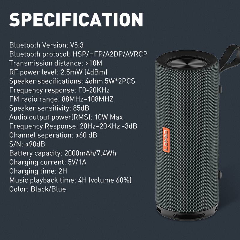 LDNIO BTS13 Mini Wireless Portable Bluetooth Hi-Fi Bass Speaker