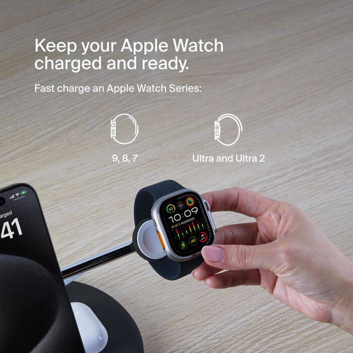 Belkin BoostCharge Pro 3-in-1 Magnetic Wireless Charging Stand with 15W Qi2 Fast Charging