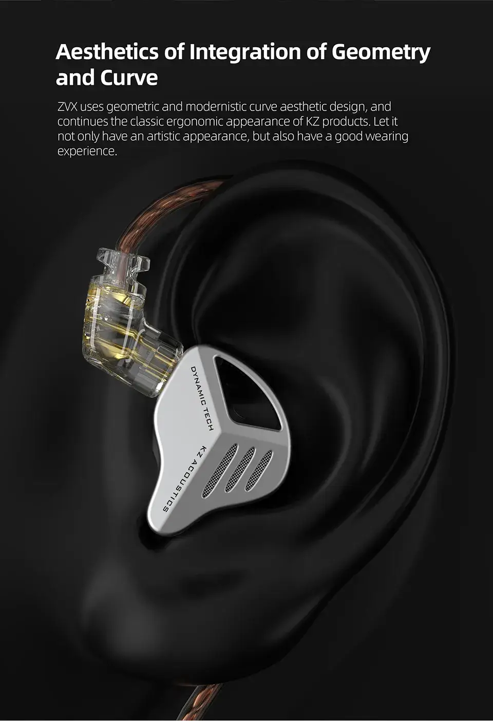 KZ ZVX OFC Dynamic Hi-Fi Bass Sports Noise-Canceling In-Ear Monitors