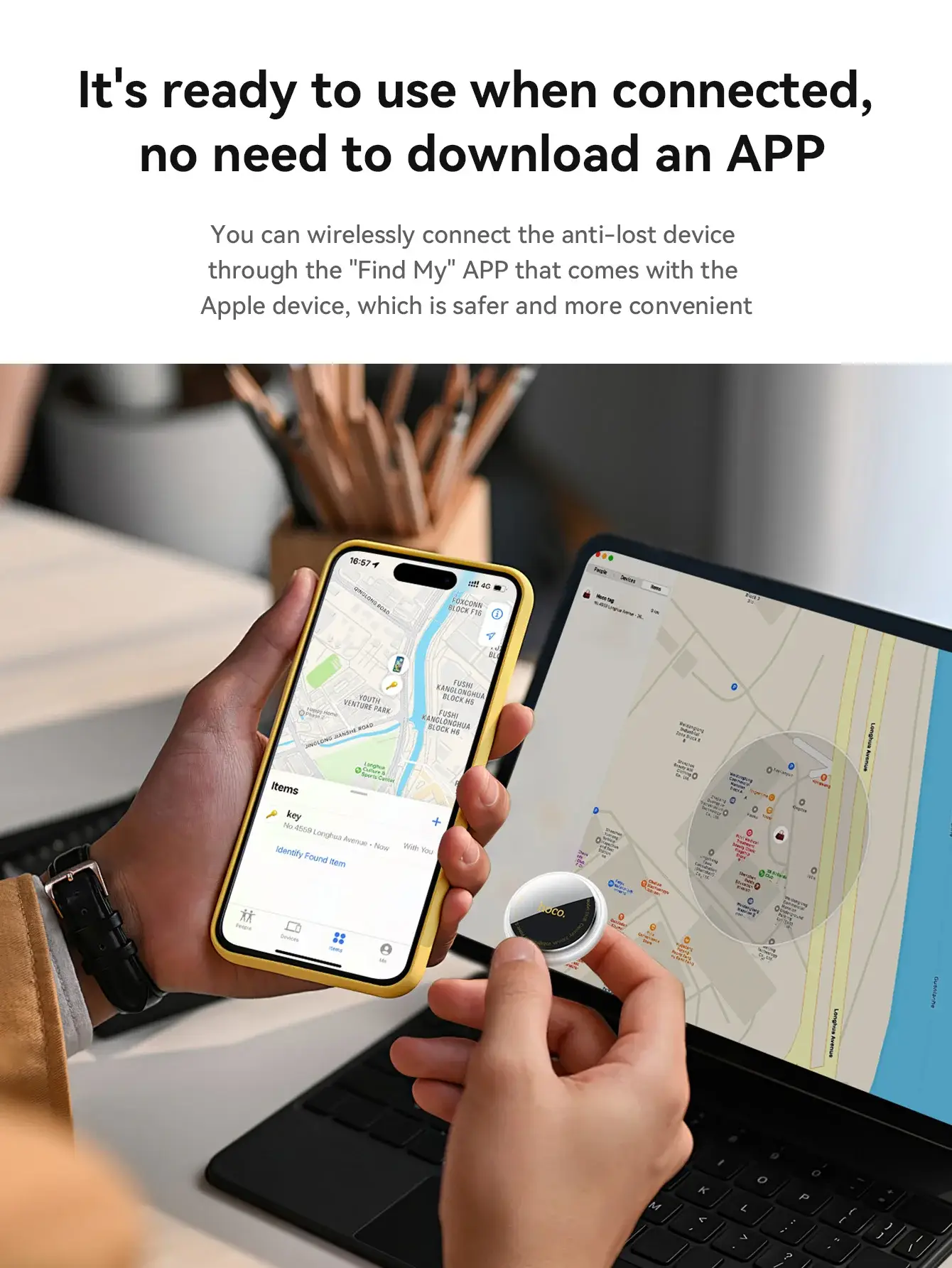 HOCO E91B AirTag Tracker with Adhesive Case Anti-Lost GPS Finder for Bags & Luggage