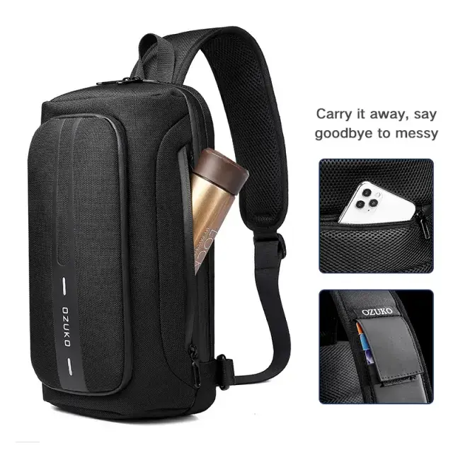 Ozuko 9315 Men's Mini Crossbody Shoulder Bag Compact Anti-Theft Travel Messenger