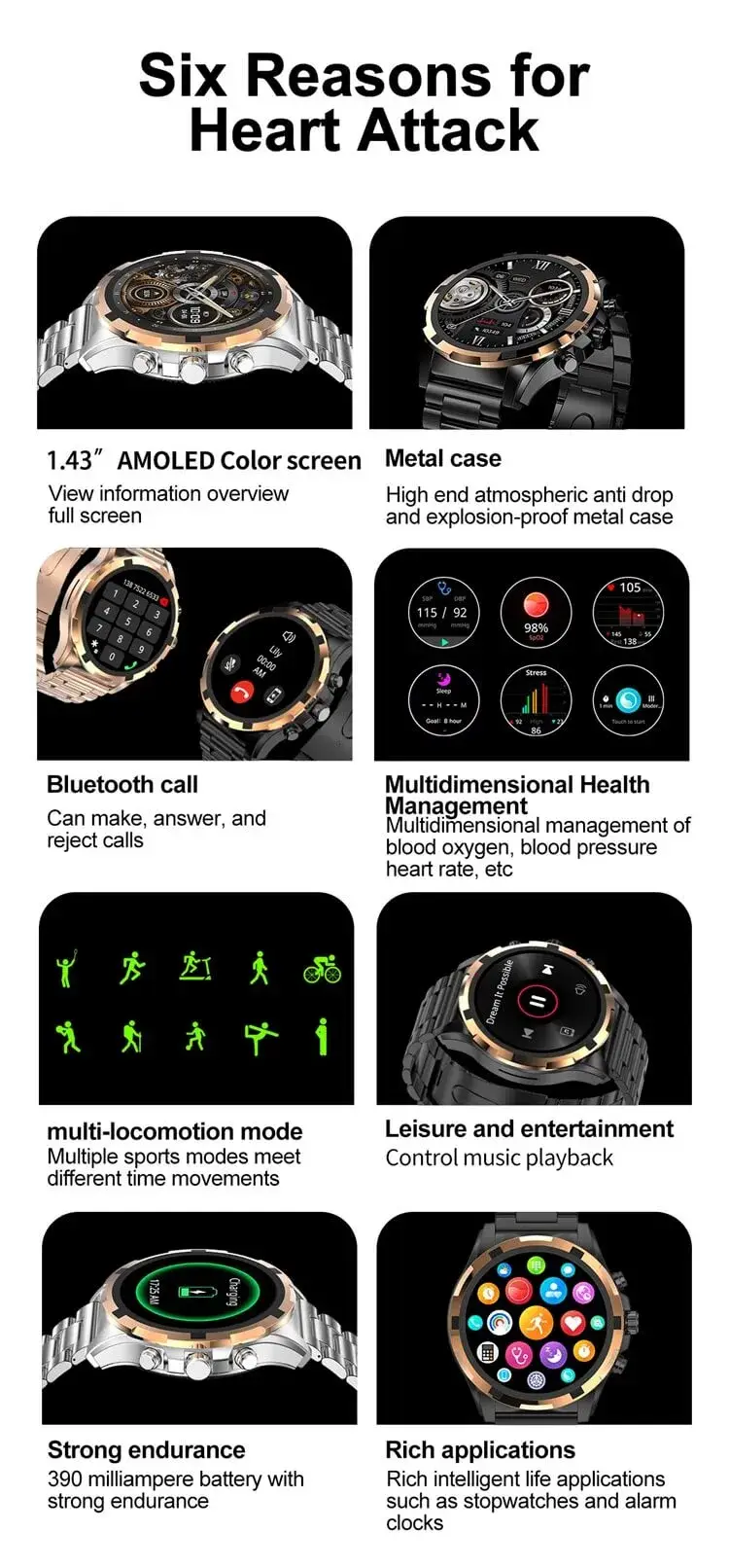 Valdus VS43 Pro AMOLED Bluetooth Calling Smartwatch