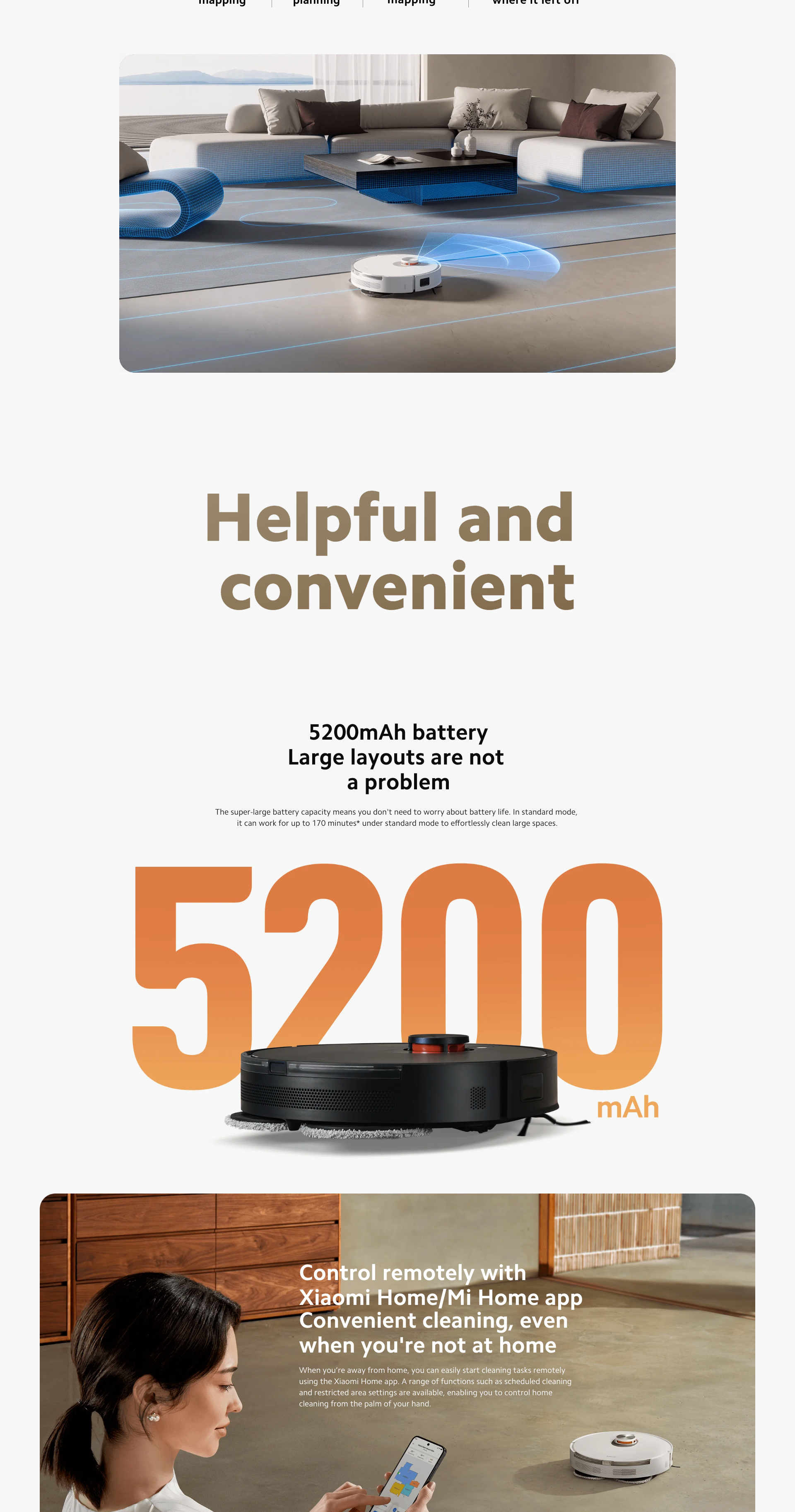 Xiaomi S20+ Smart Robot Vacuum Cleaner - Black