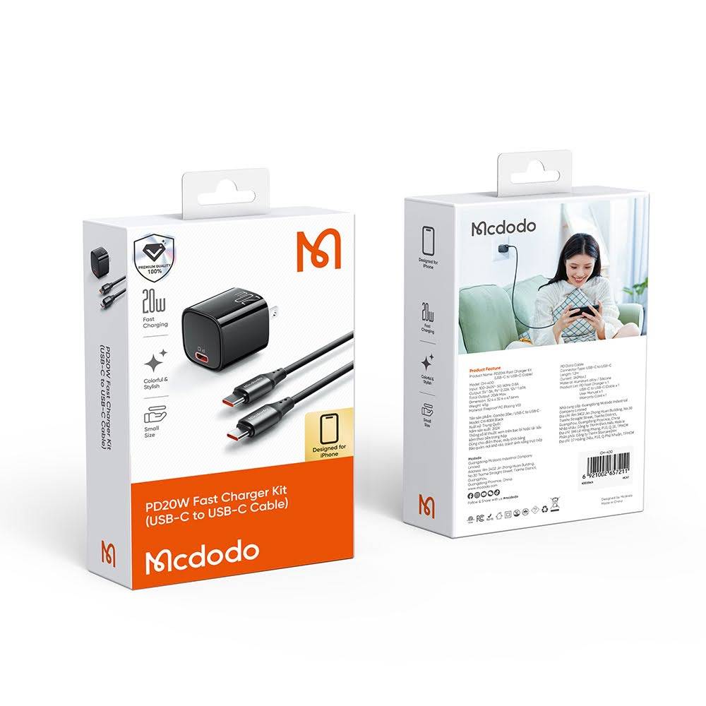  McDodo CH-4008 20W PD Fast Charging USB-C to USB-C Cable Combo