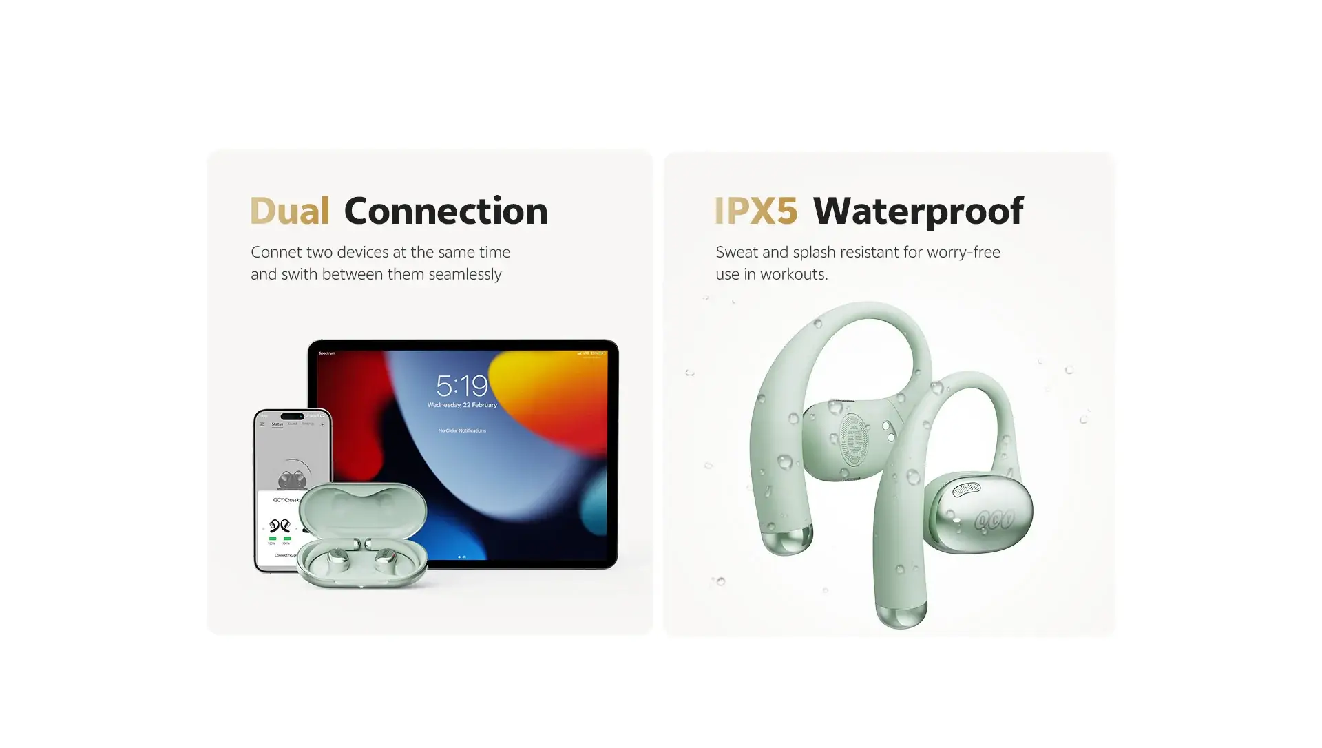 QCY Crossky R70 Open Ear Headphones with Hi-Res Audio & LDAC