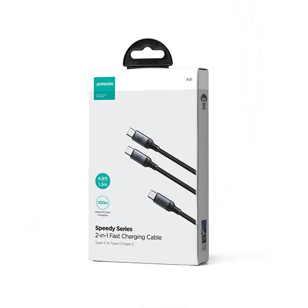 JOYROOM SA21-1T2 Speedy Series 100W 2-in-1 Type-C to Dual Type-C Fast Charging Cable 1.5 Meter