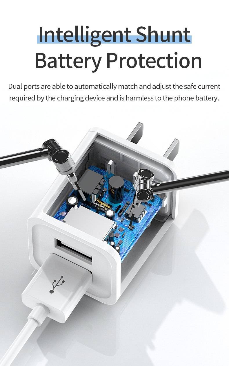 Rock T23 Dual-Port Travel Charger with Lightning Charge & Sync Cable Set