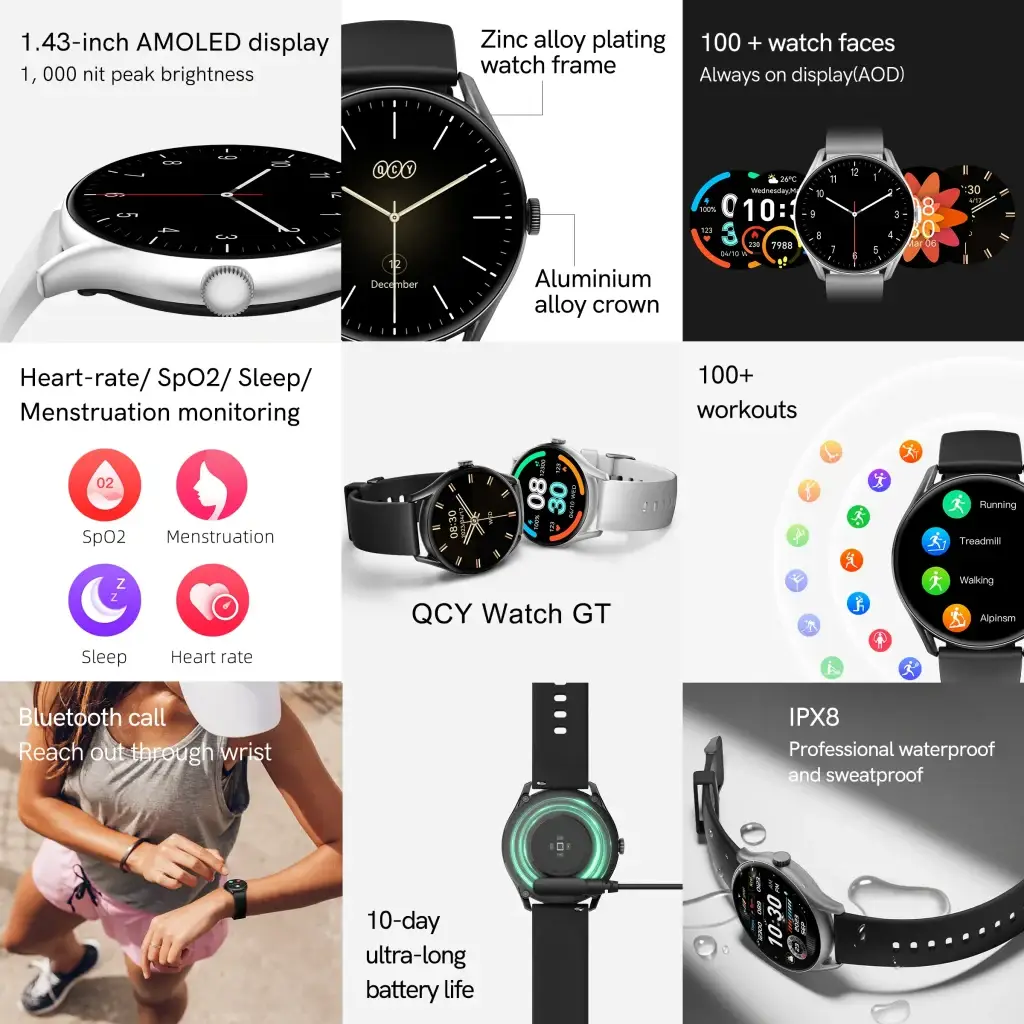 QCY GT Smartwatch with Retina AMOLED HD Display