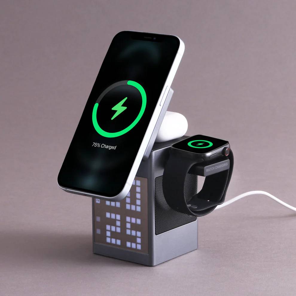 Valdus S5 Pixel Dock 6-in-1 Wireless Charger Bluetooth Speaker Digital Clock & Pixel Animation