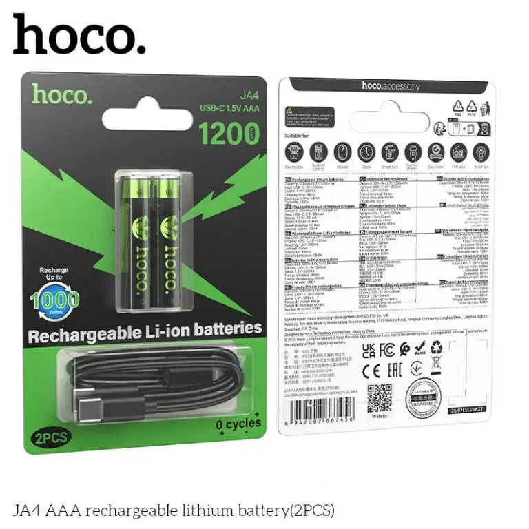 Hoco JA4 AAA Rechargeable Lithium Battery 2PCS