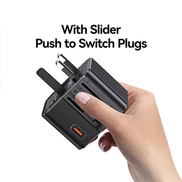 USAMS CC309 25W Universal Travel Adapter with Dual Type-C & USB-A Ports