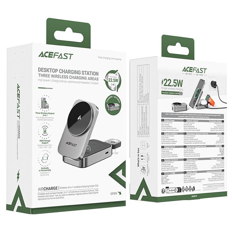 Acefast E22 3-in-1 22.5W Desktop Wireless Charging Station