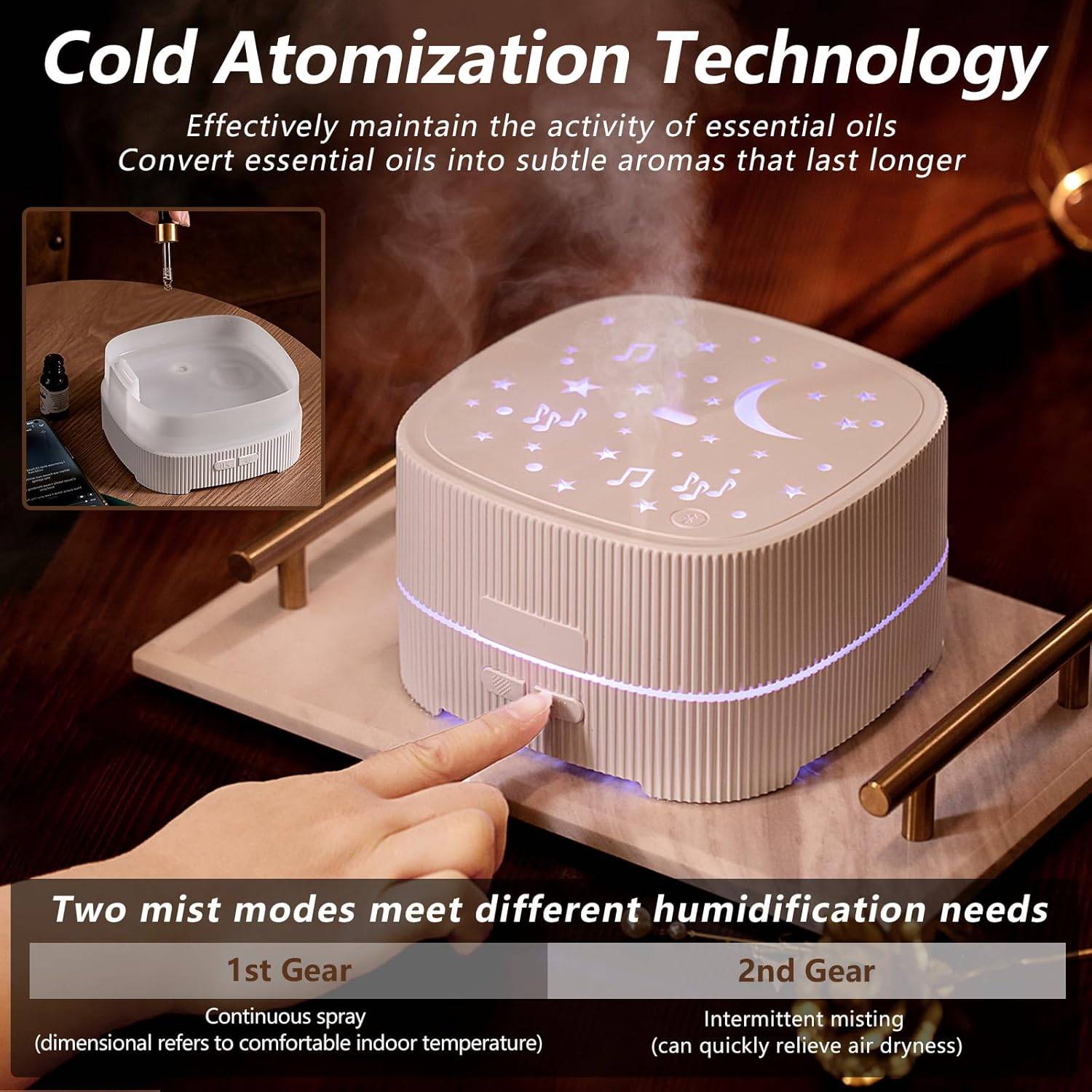 Music Aromatherapy Machine 2-in-1 Essential Oil Diffuser & Air Humidifier