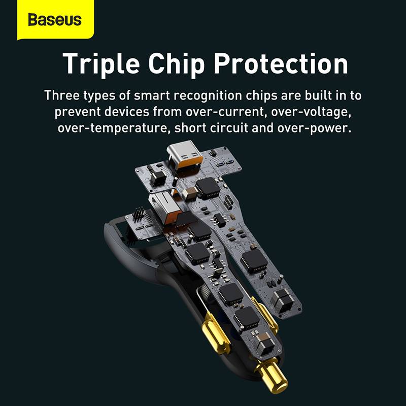 Baseus TZCCZM-0G 160W Car Charger with Qualcomm Quick Charge 2C+U & 100W USB-C Cable