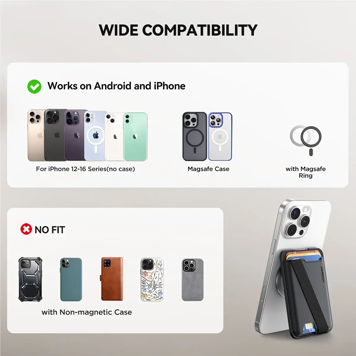 Joyroom JR-ZS432 MagSafe Card Holder Wallet with RFID Protection
