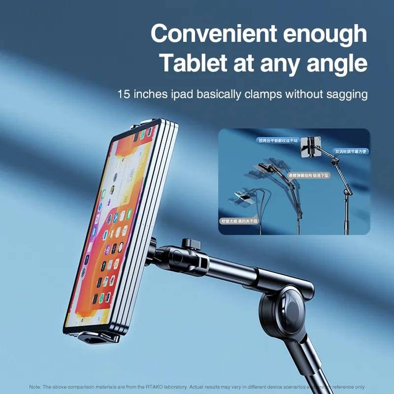 Rtako Ld057 1.6M Extendable Floor-Standing 360° Turbo Self-Locking Lazy Bracket For Tablets And Smartphones