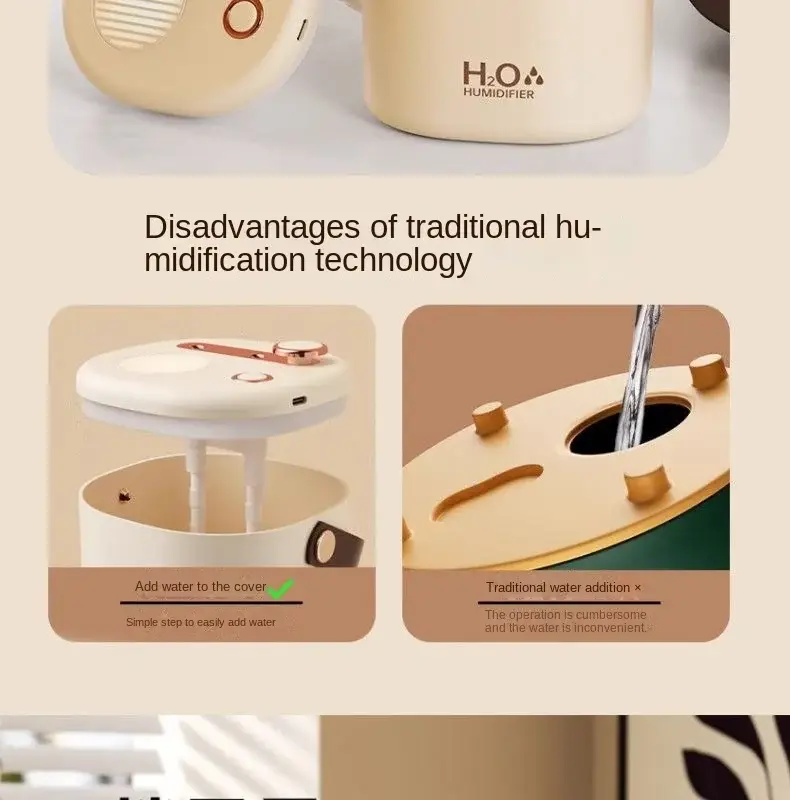 Double Spray Mini Humidifier with Led Light