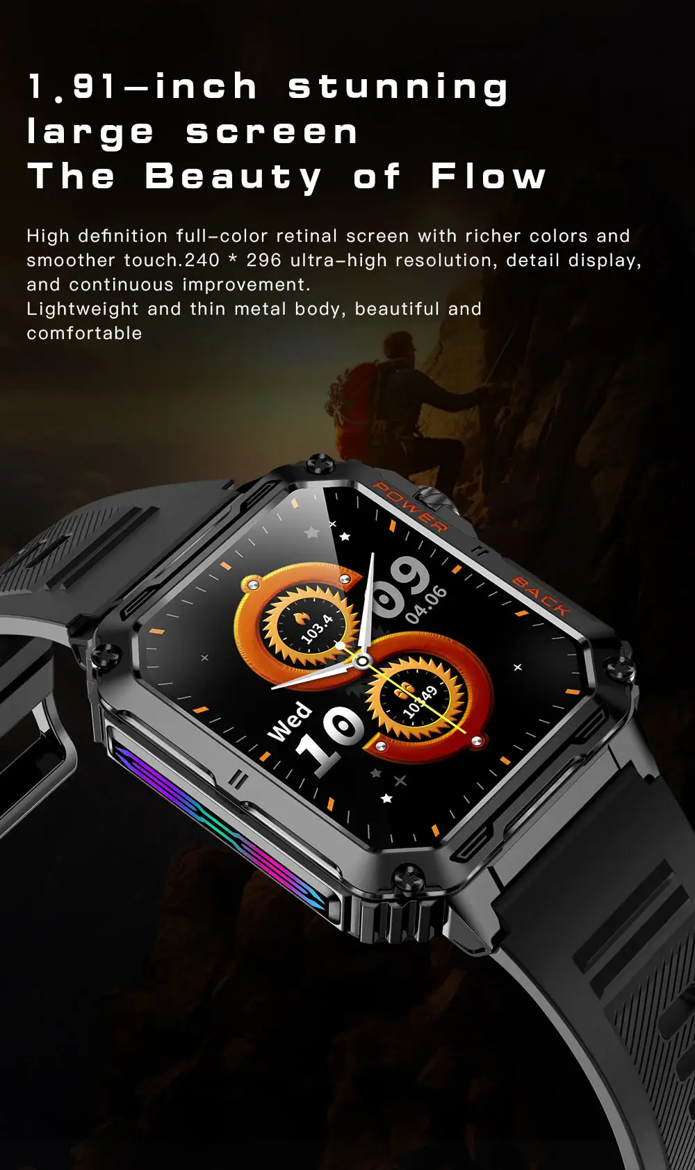 Valdus VD38 Rugged RGB Calling Smart Watch