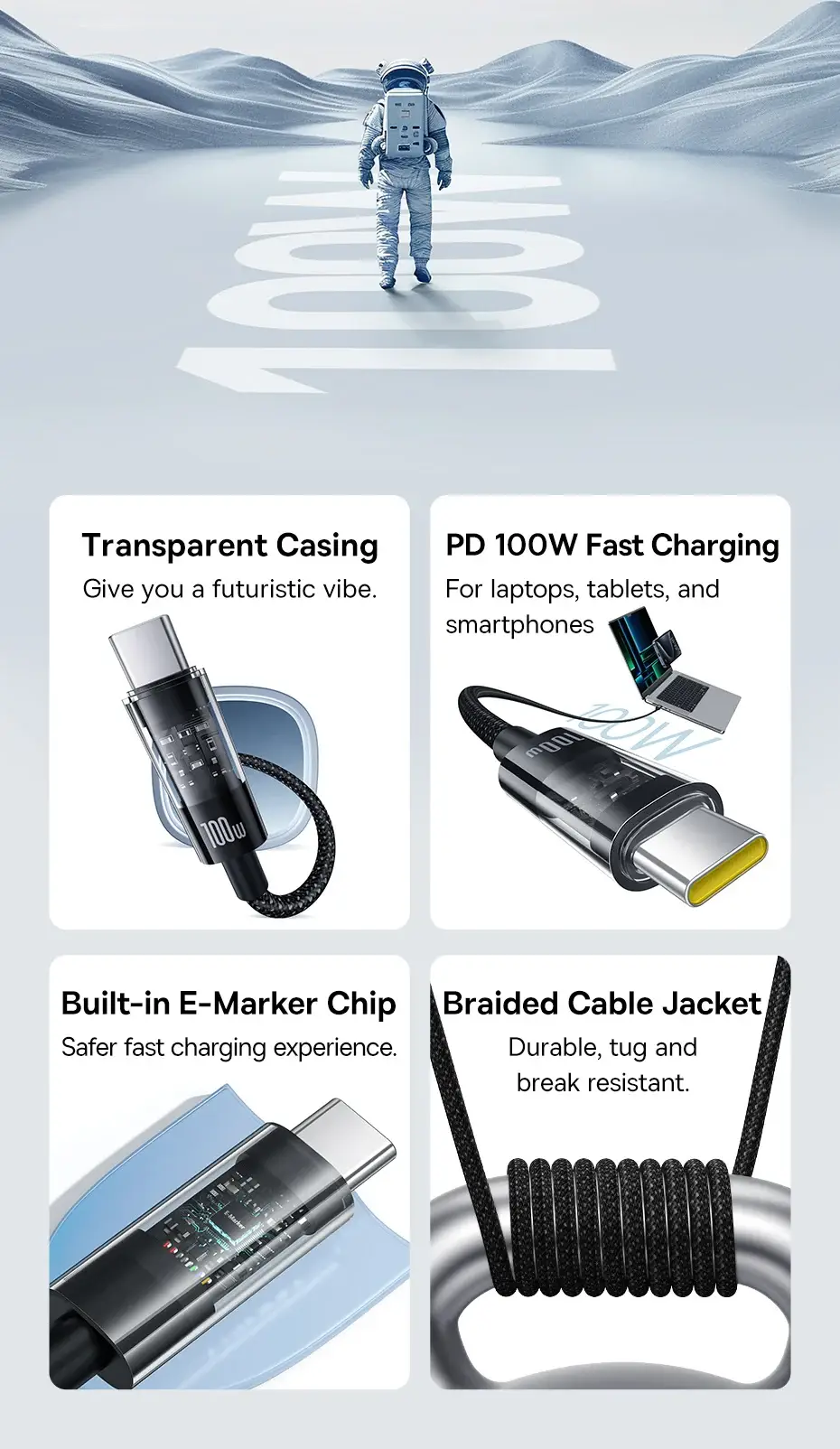 Baseus CB000092 Gem Series 100W Type-C to Type-C Fast Charging Cable