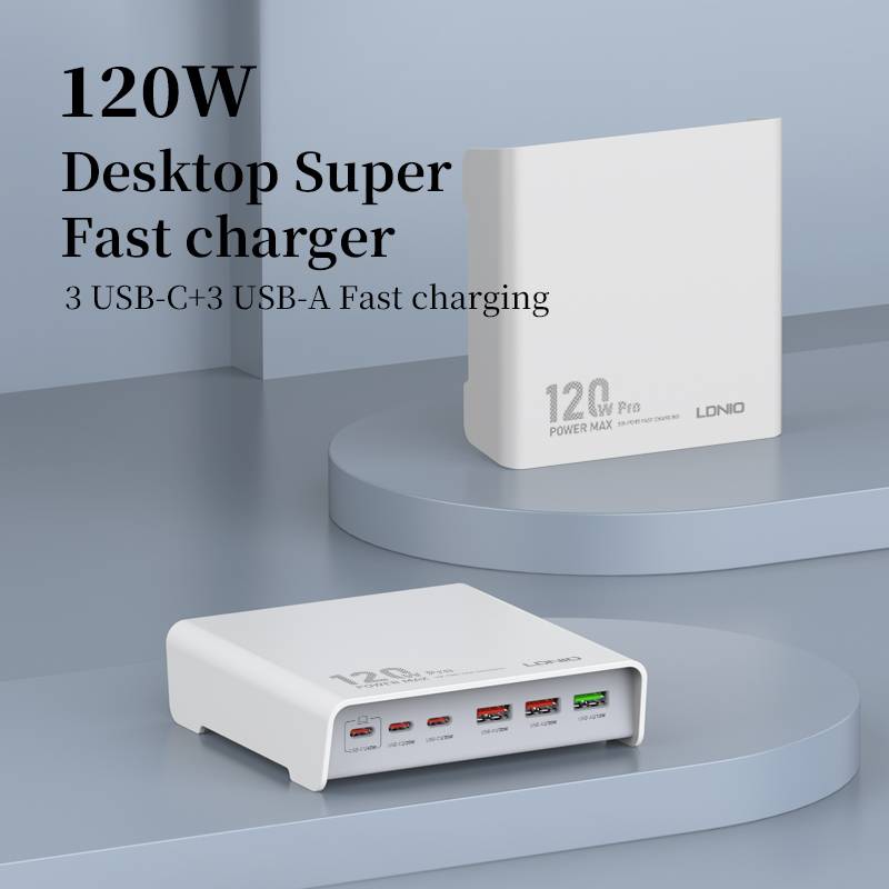 LDNIO Q605 120W 6-Port USB Charger (3 USB-C & 3 USB-A)