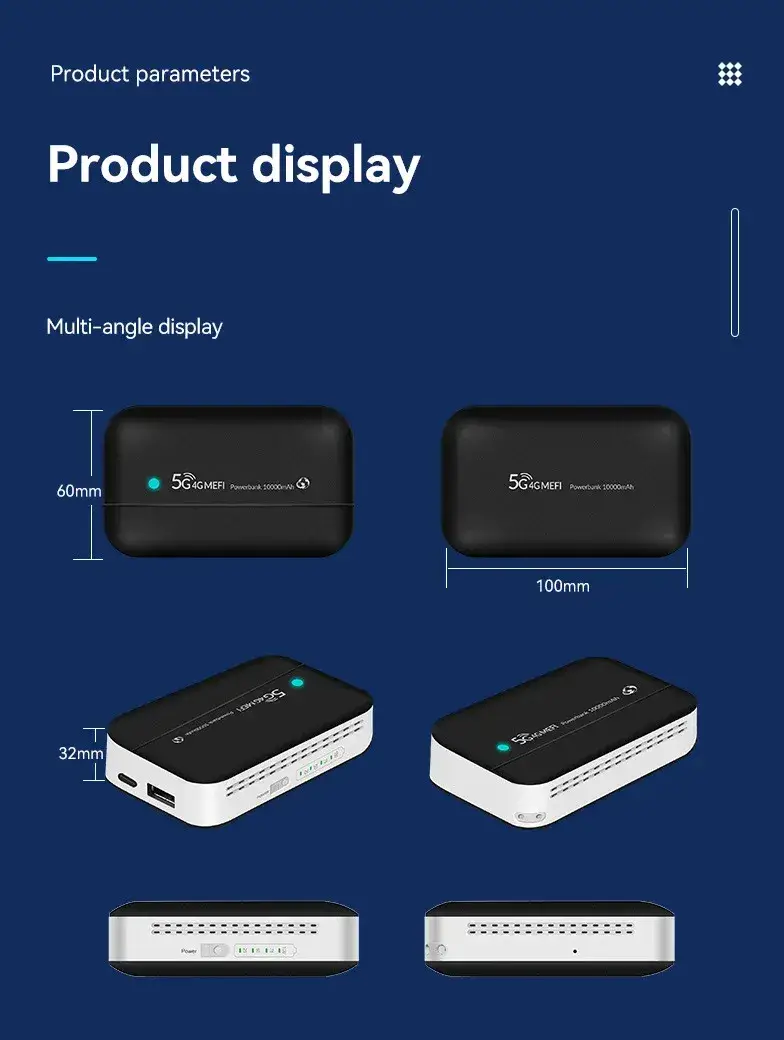 4G Pocket Wi-Fi Router with Built-in 10,000mAh Power Bank
