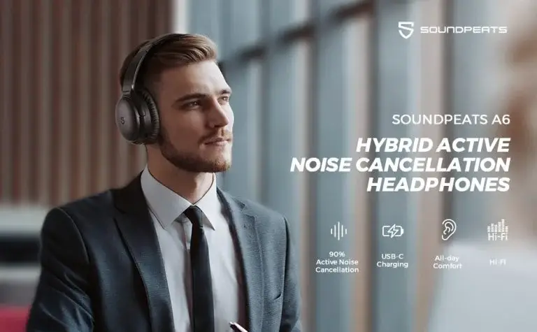  SoundPEATS A6 Hybrid Active Noise Cancelling Over-Ear Headphones