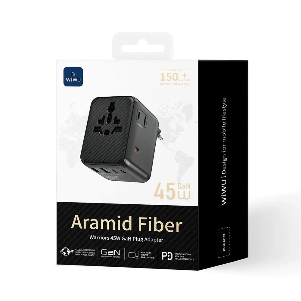 WiWU Wi-UA010 Aramid Fiber Warrior 45W GaN Universal Adapter