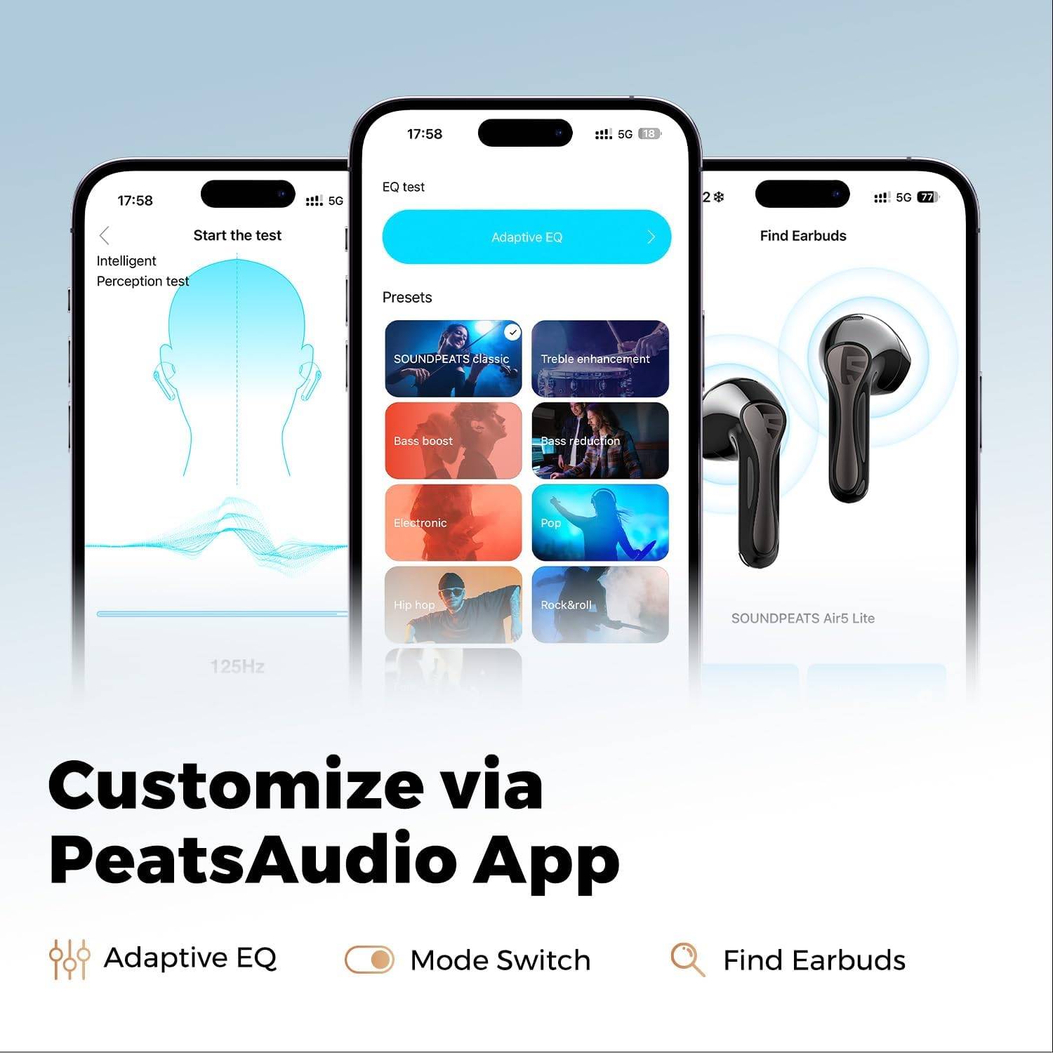 SoundPEATS Air5 Lite Semi-In-Ear True Wireless Earbuds with Hi-Res LDAC Audio