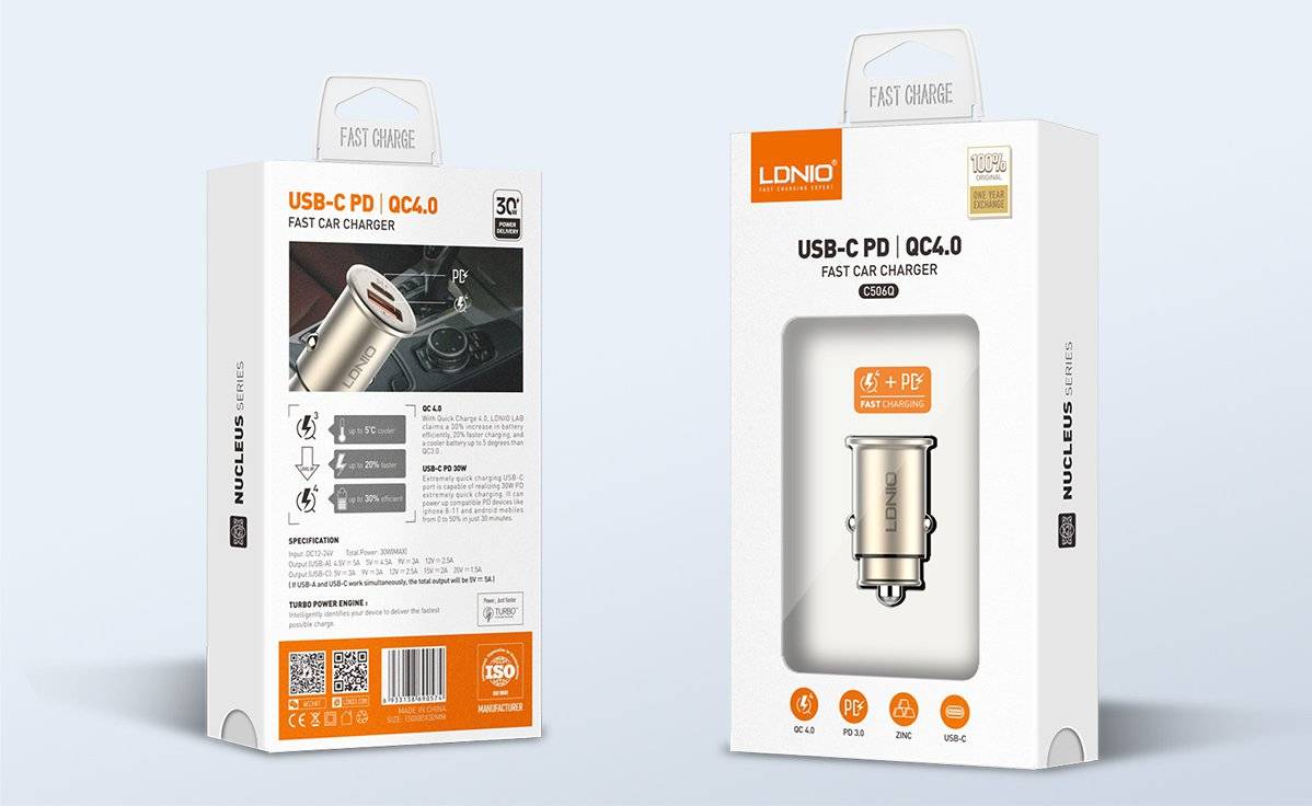 LDNIO C506Q 30W Ultra Mini Zinc Alloy Shell Car Charger