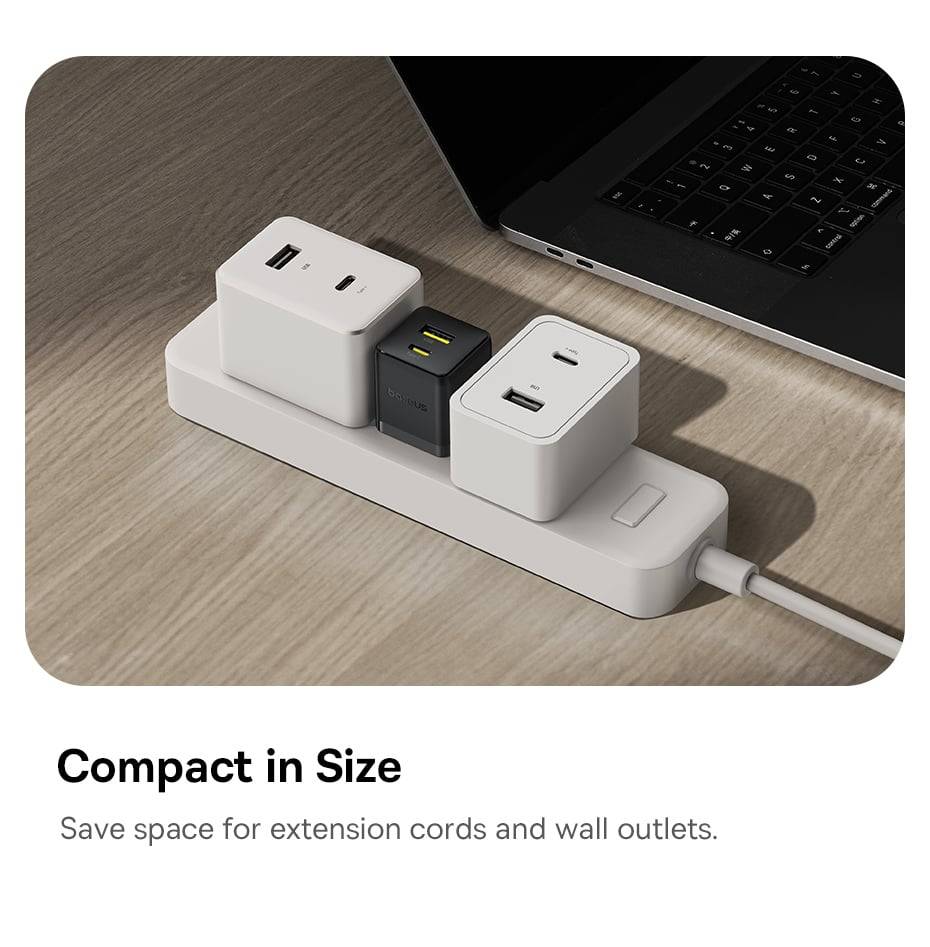 Baseus Palm Series 20W Fast Charger with USB-C and USB-A US Plug Ports