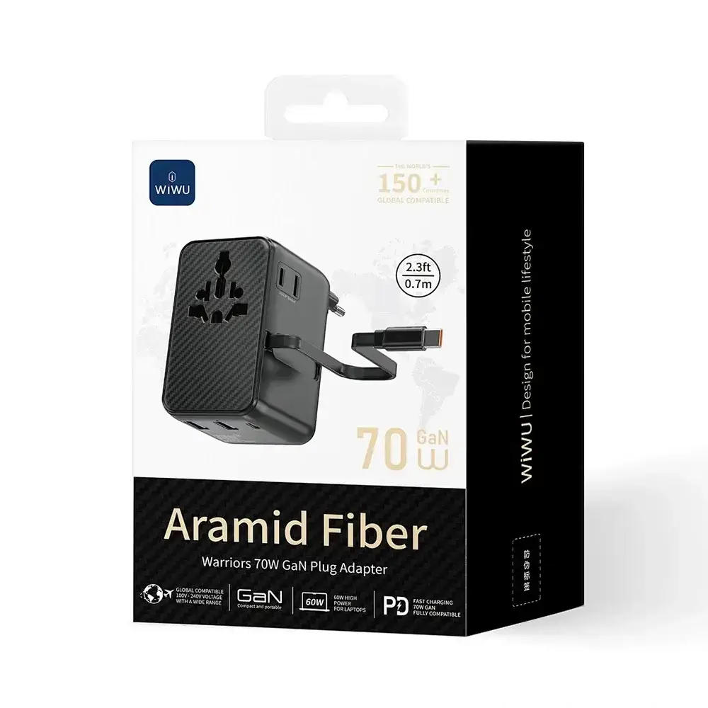 WiWU Warrior Series Aramid Fiber GaN Universal Adapter 25W / 45W / 70W