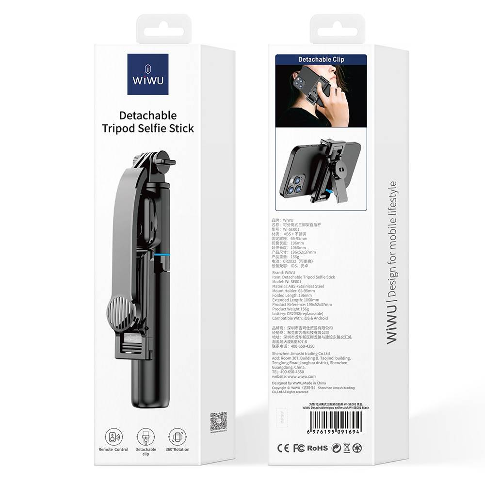 WiWU Wi-SE001 Detachable Tripod Selfie Stick with Extendable Phone Stand