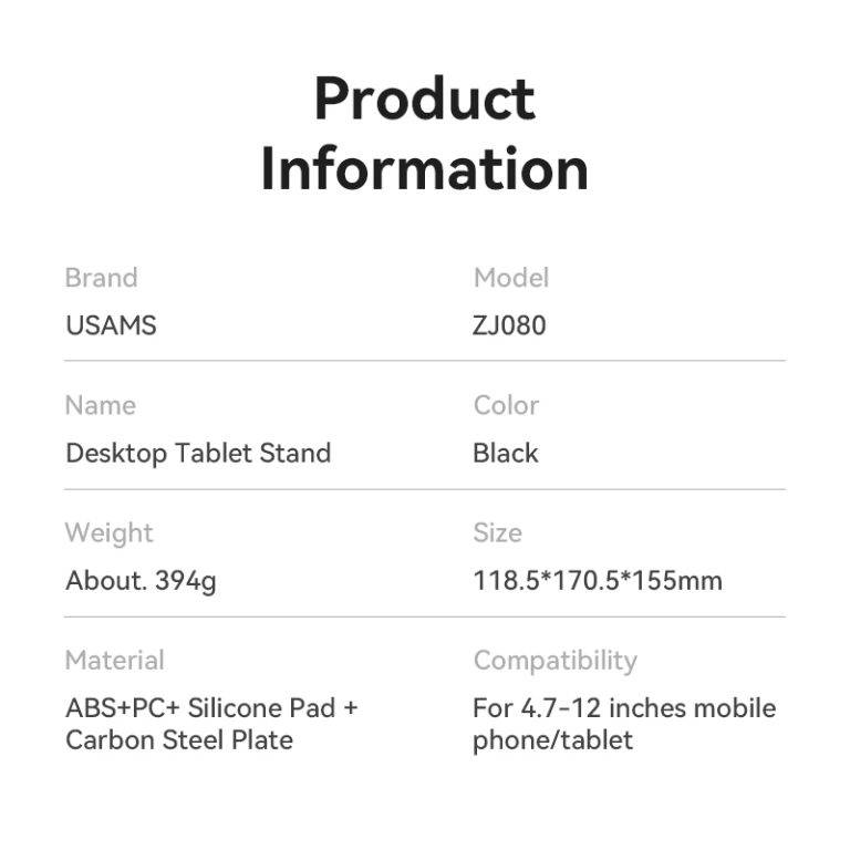 USAMS ZJ080 360° Rotating Desktop Tablet and Phone Holder