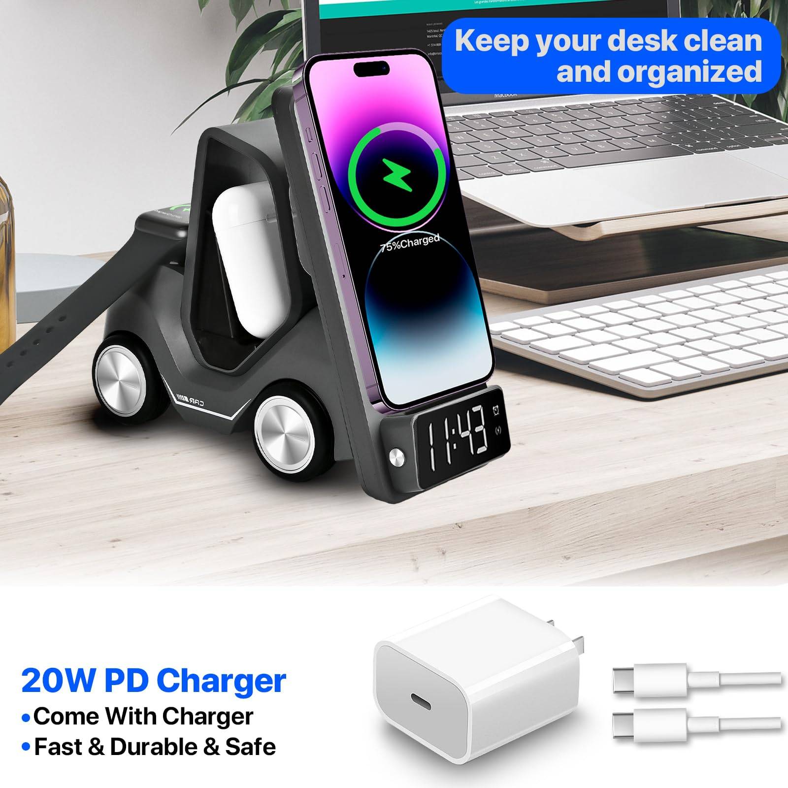 Wireless Truck Shape T20 Smart 5-in-1 Multi-Functional Desktop Charger Dock Station