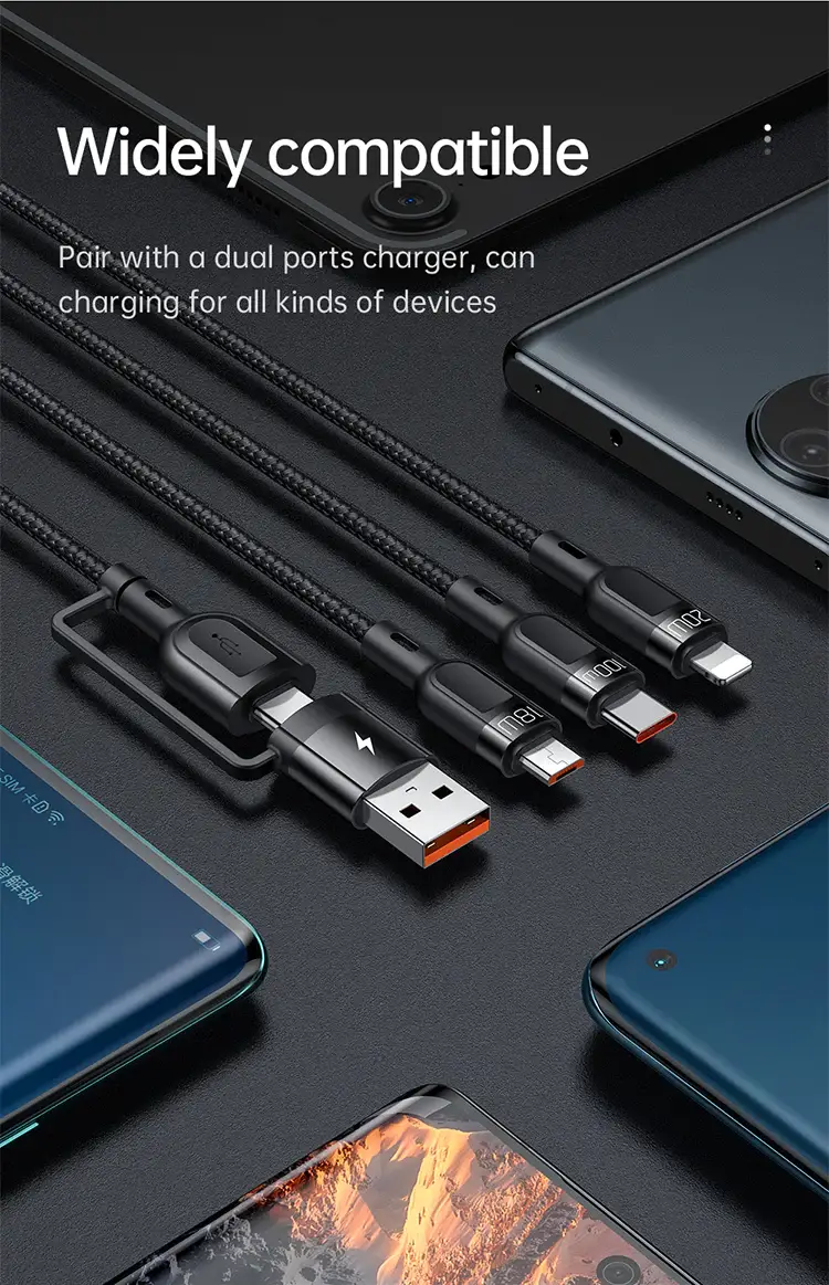 Mcdodo Thunder Series 2 in 3 Fast Charging Cable 100W (1.2M)