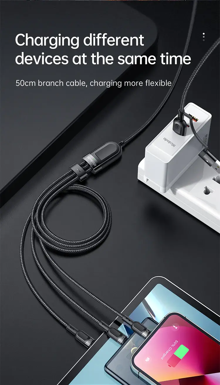 Mcdodo Thunder Series 2 in 3 Fast Charging Cable 100W (1.2M)