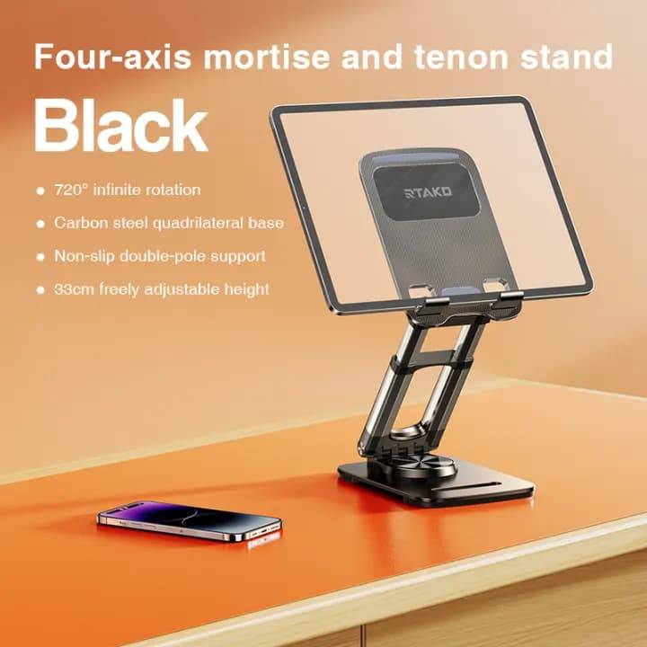 RTAKO ZJ-P01 360° Rotating Adjustable Phone and Tablet Stand with Single-Handed Operation