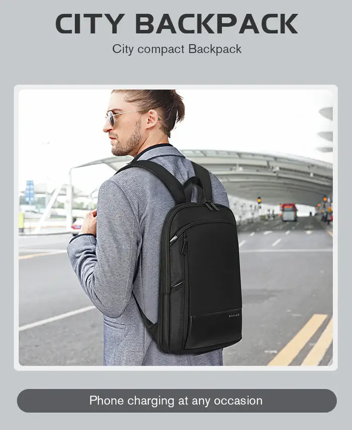 BANGE BG 77115 More Space Less Stress  Anti-Theft Backpack That Grows with You