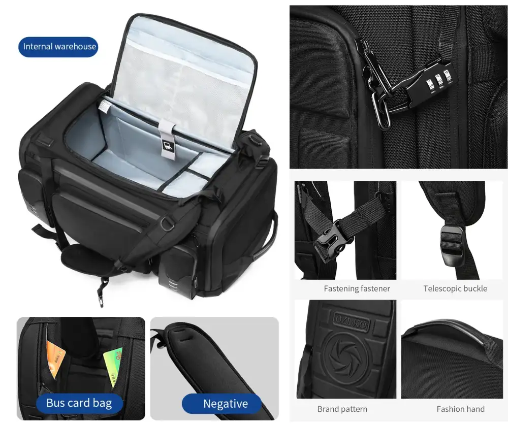 Ozuko 9326 Waterproof Anti-Theft Multifunctional Large-Capacity Travel Backpack