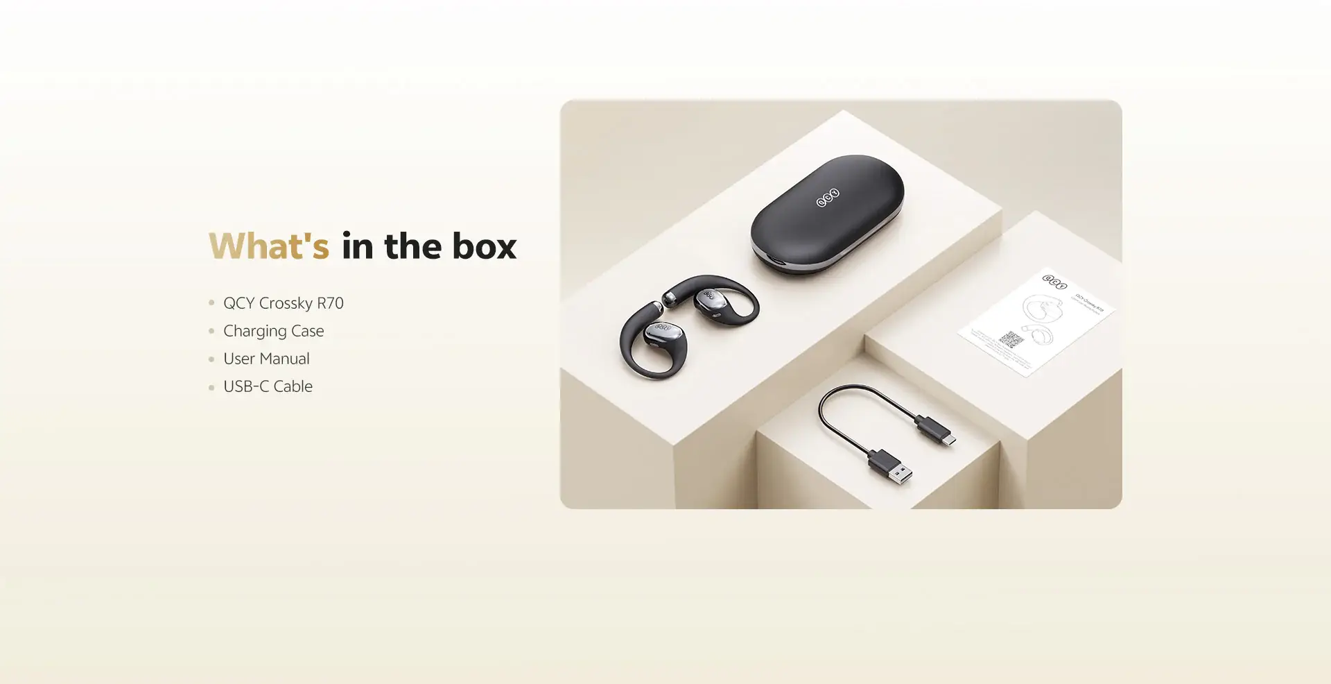 QCY Crossky R70 Open Ear Headphones with Hi-Res Audio & LDAC