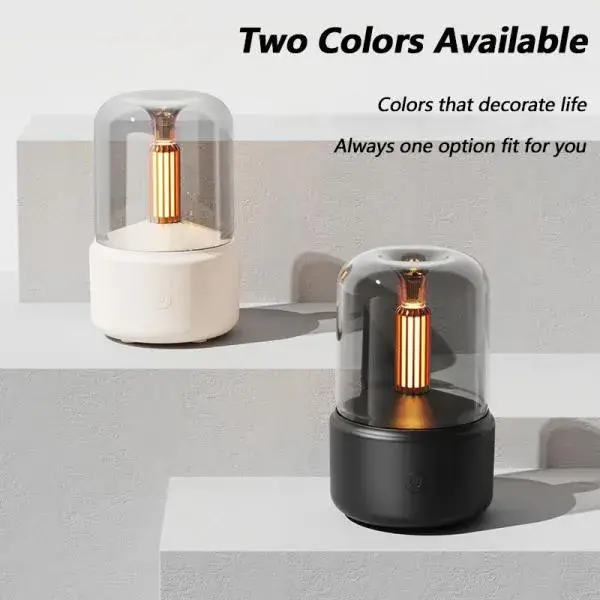 Retro Flame Candle Night Light Ultrasonic Air Humidifier & USB Aroma Diffuser