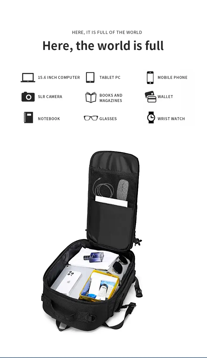 Ozuko 9590 Multifunctional Waterproof Anti-Theft Travel Backpack