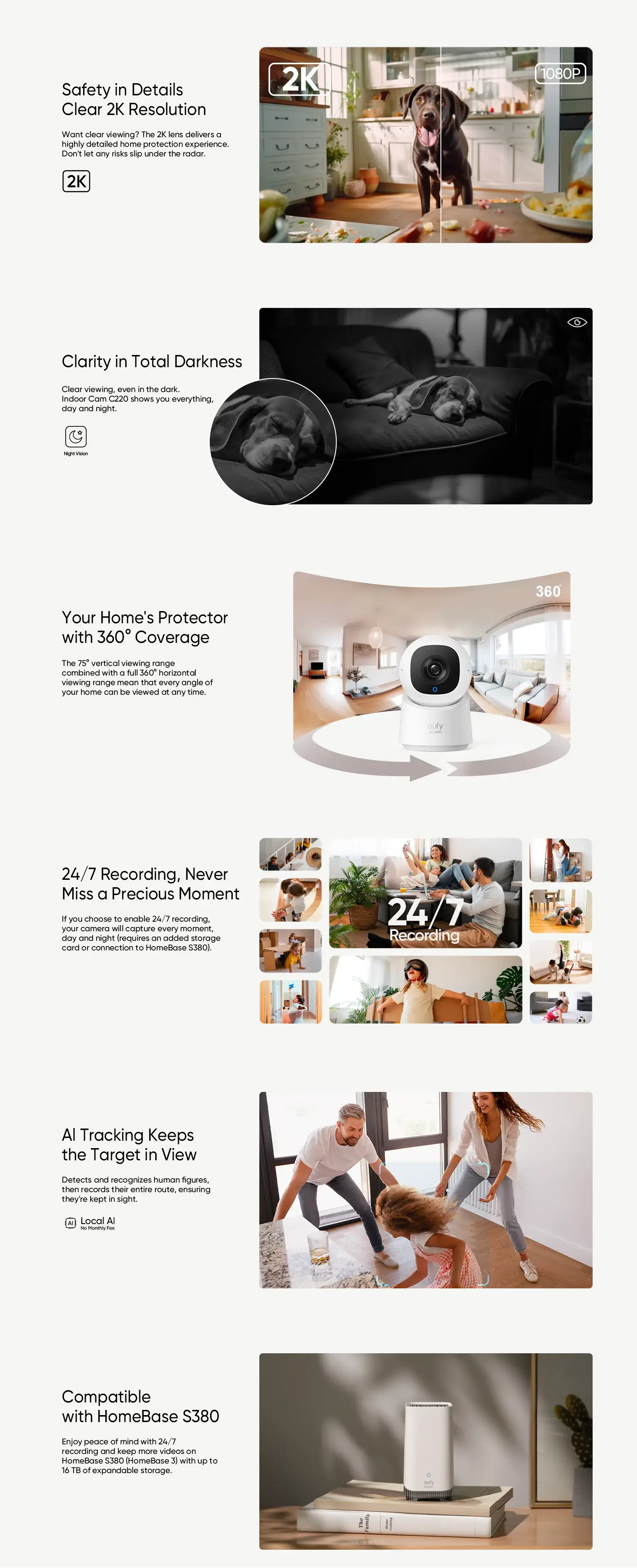 eufy Indoor Cam C220 2K Resolution Smart Security Camera with 360° Coverage