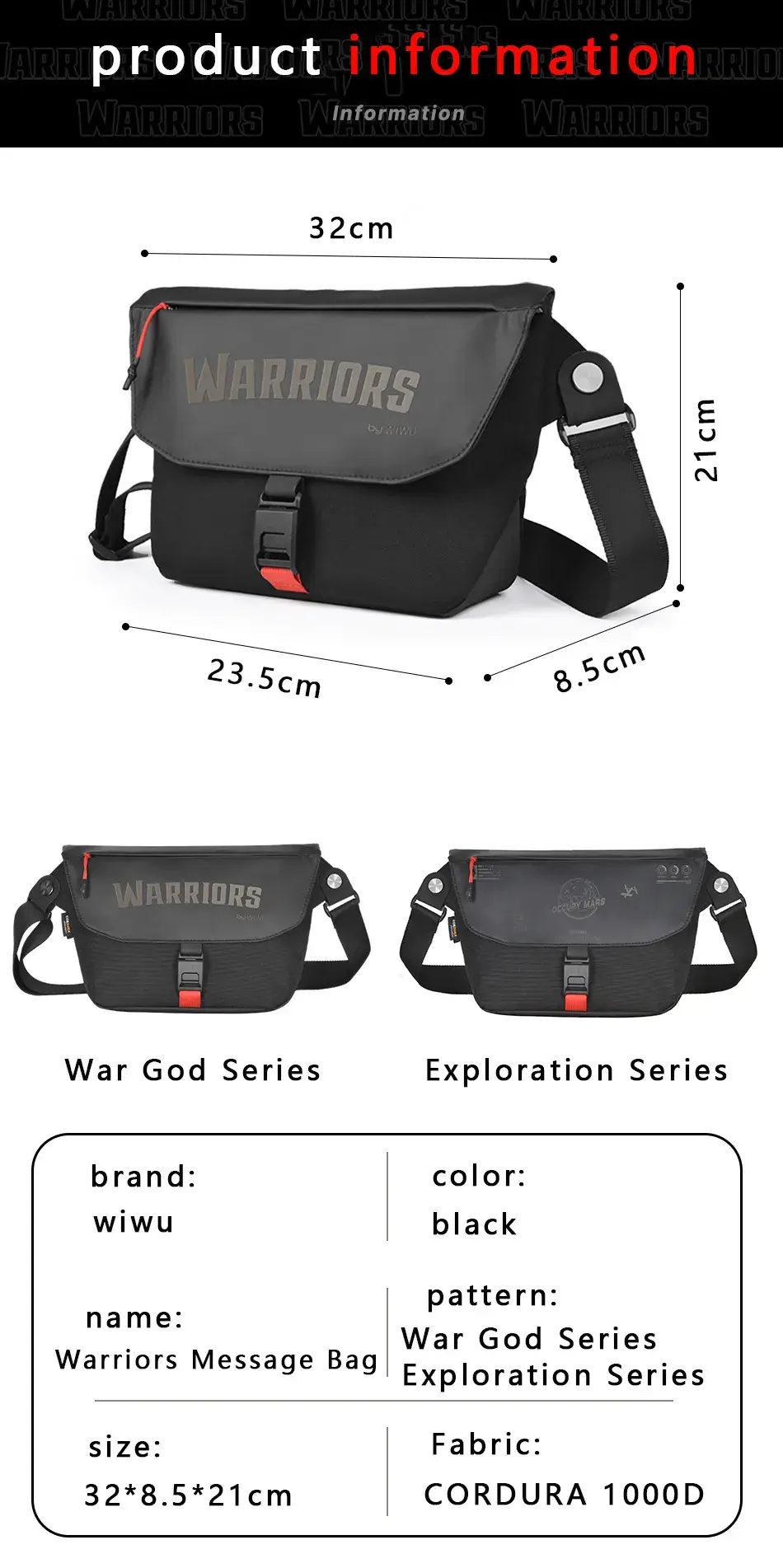 WiWU Space Exploration Series Message Bag Cordura 1000D Nylon Crossbody Bag with Magnetic Buckle