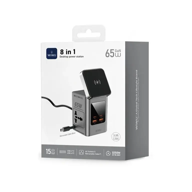 WiWU WI-W040 8-in-1 65W GaN Desktop Power Station
