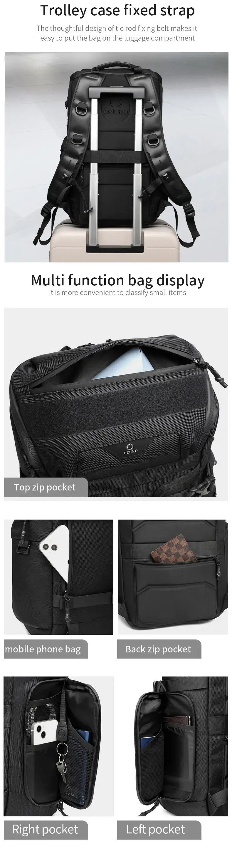 Ozuko 9617 Designer Anti-Theft Multifunction Travel Backpack Skateboard Storage & 15.6″ Laptop Bag