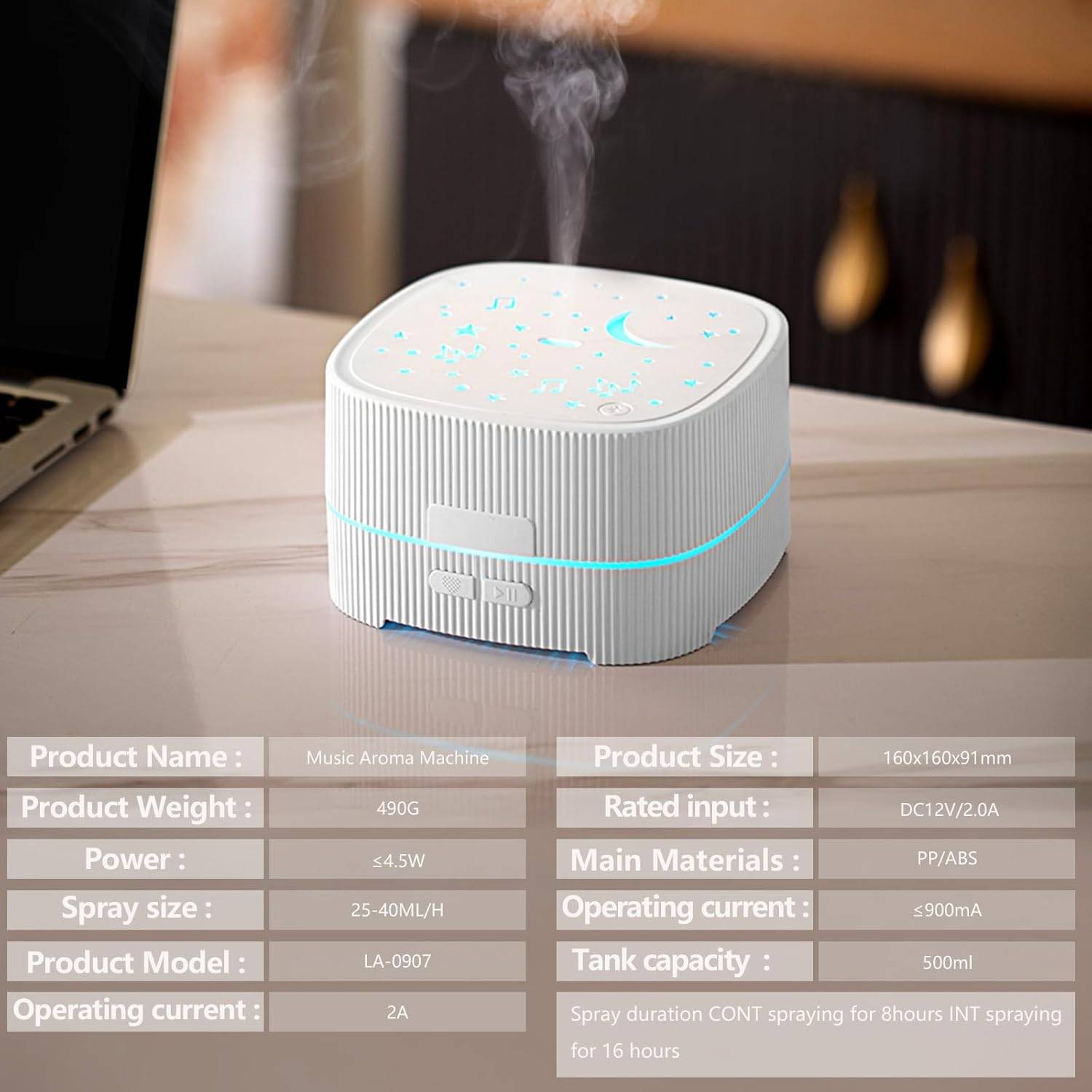 Music Aromatherapy Machine 2-in-1 Essential Oil Diffuser & Air Humidifier