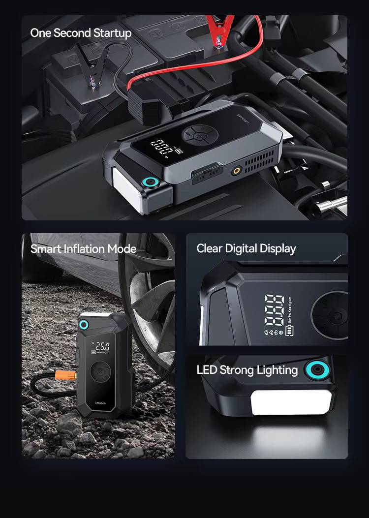 USAMS ZB287 2-in-1 8000mAh Portable Car Jump Starter & Power Bank