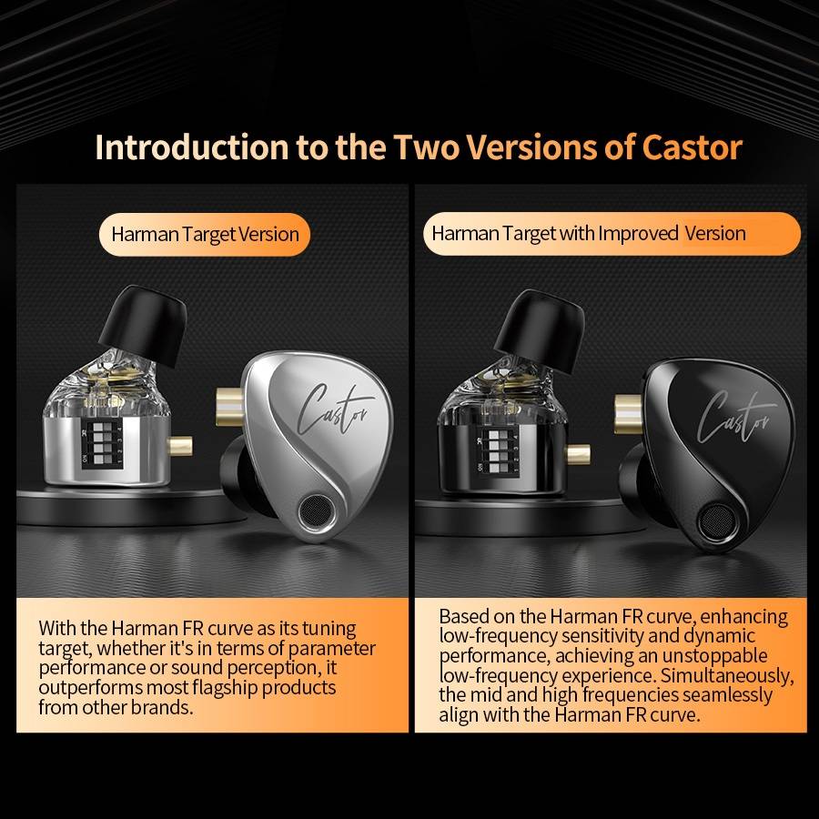 KZ Castor Harman-Tuned Adjustable Dual-Driver In-Ear Monitors (IEM)