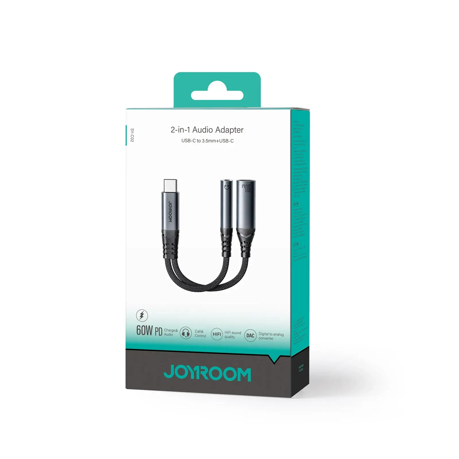 Joyroom SY-C02 2-in-1 Type-C to Type-C & 3.5mm Jack DAC Audio Adapter